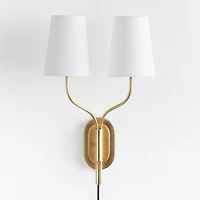 Seguin Burnished Brass 2-Light Plug In Wall Sconce