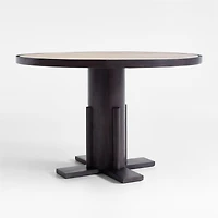 Unica 48" Round Mango Wood and Travertine Dining Table by Athena Calderone