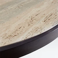 Unica 48" Round Mango Wood and Travertine Dining Table by Athena Calderone