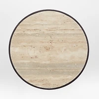 Unica 48" Round Mango Wood and Travertine Dining Table by Athena Calderone