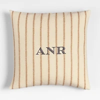 Selma Wool Blend Stripe 23"x23" Arctic Ivory Throw Pillow Cover