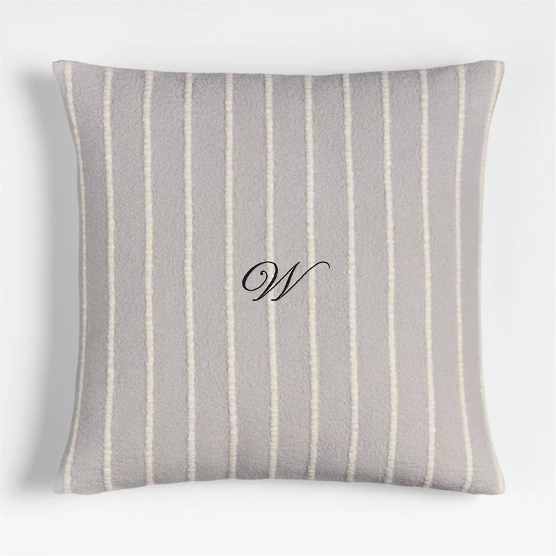 Selma Wool Blend Stripe 23"x23" Light Grey Throw Pillow Cover