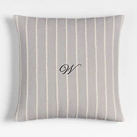 Selma Wool Blend Stripe 23"x23" Light Grey Throw Pillow Cover
