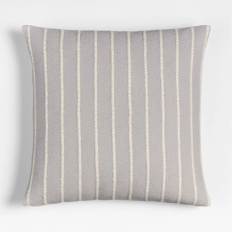 Selma Wool Blend Stripe 23"x23" Light Grey Throw Pillow Cover