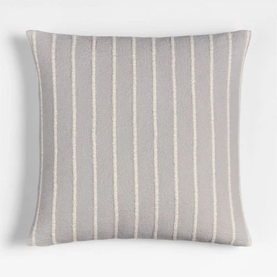 Selma Wool Blend Stripe 23"x23" Light Grey Throw Pillow Cover