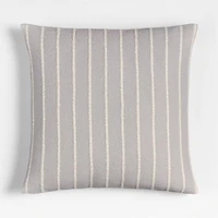 Selma Wool Blend Stripe 23"x23" Light Grey Throw Pillow Cover