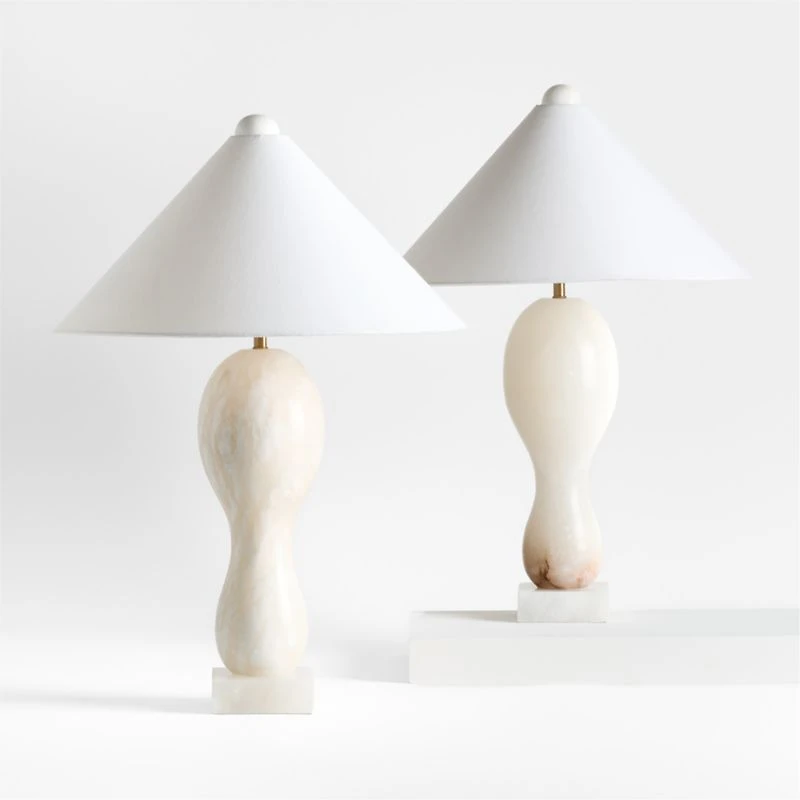 Seraph Alabaster Table Lamp with Fabric Shade 27.2"