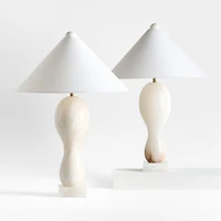 Seraph Alabaster Table Lamp with Fabric Shade 27.2"