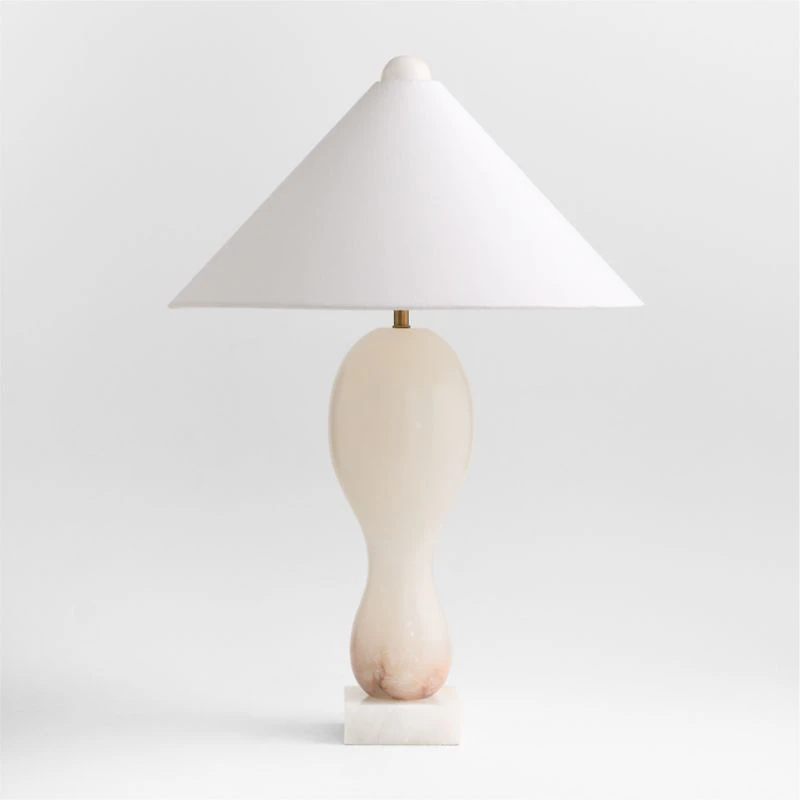Seraph Alabaster Table Lamp with Fabric Shade 27.2"