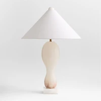 Seraph Alabaster Table Lamp with Fabric Shade 27.2"
