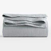 Serene Washed Organic Cotton Sateen Classic Stitch Light Mist Blue Full /Queen Quilt