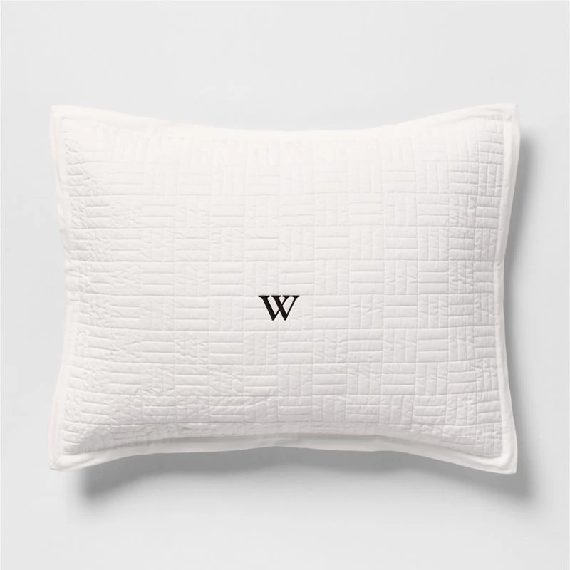Serene Washed Organic Cotton Sateen Classic Stitch White Standard Bed Pillow Sham
