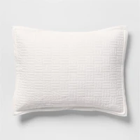 Serene Washed Organic Cotton Sateen Classic Stitch White Standard Bed Pillow Sham
