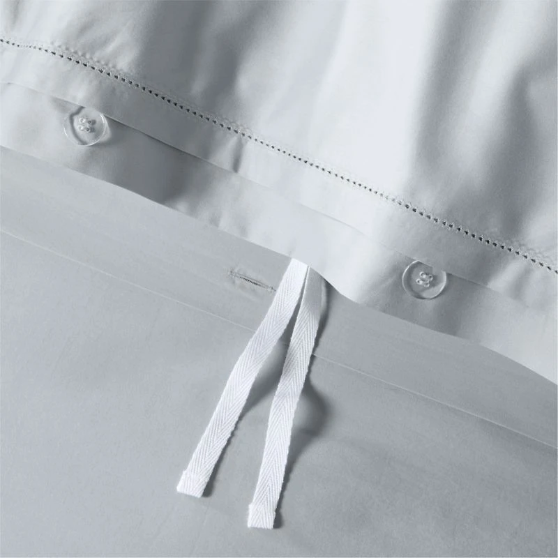 Serene Washed Organic Cotton Sateen Light Mist Blue King Duvet Cover