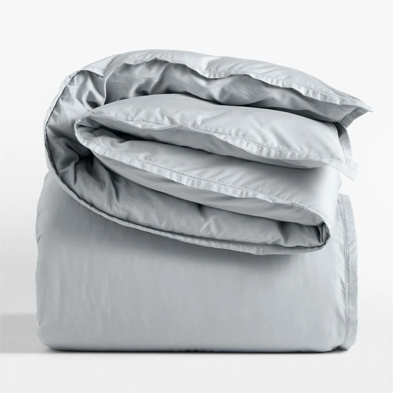Serene Washed Organic Cotton Sateen Light Mist Blue King Duvet Cover