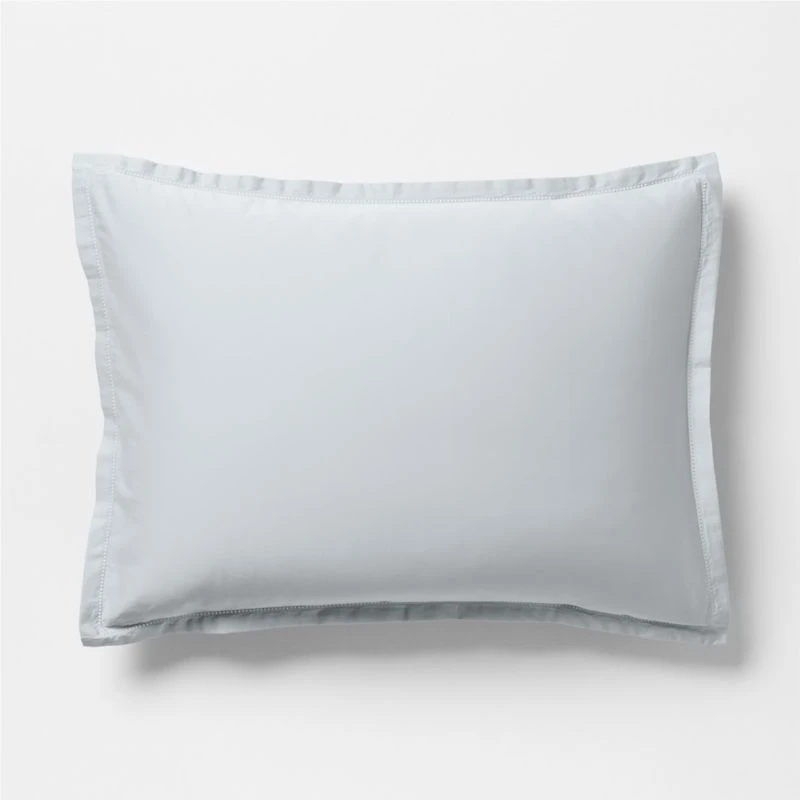 Serene Washed Organic Cotton Sateen Light Mist Blue Euro Bed Pillow Sham
