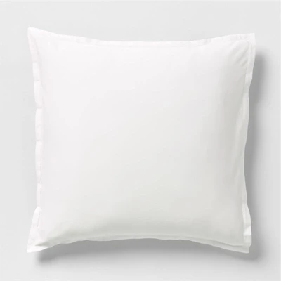Serene Washed Organic Cotton Sateen White Euro Bed Pillow Sham