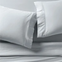 Serene Washed Organic Cotton Sateen Light Mist Blue King Sheet Set
