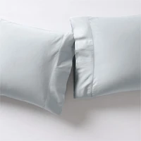 Serene Washed Organic Cotton Sateen Light Mist Blue King Pillowcases, Set of 2