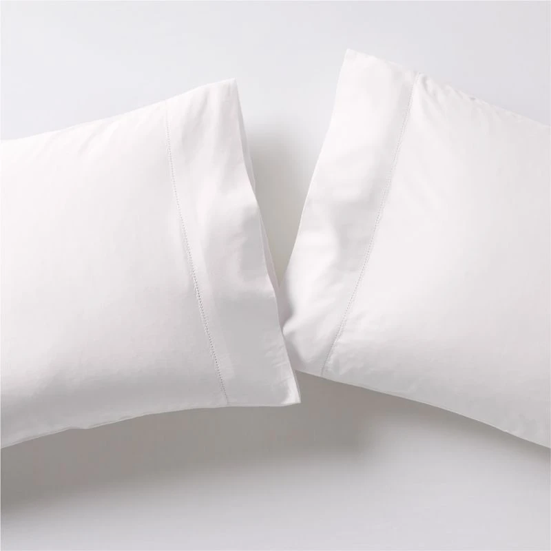 Serene Washed Organic Cotton Sateen White King Pillowcases, Set of 2