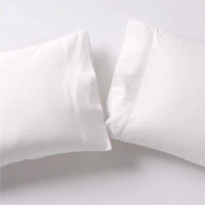 Serene Washed Organic Cotton Sateen White King Pillowcases, Set of 2