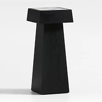 Seriana Charcoal Oak Wood and Marble Square Pedestal End Table