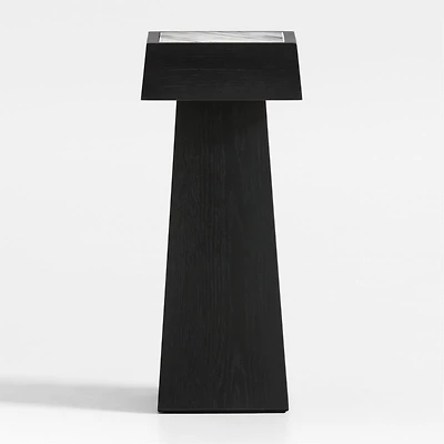 Seriana Charcoal Oak Wood and Marble Square Pedestal End Table