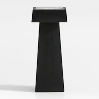 Seriana Charcoal Oak Wood and Marble Square Pedestal End Table