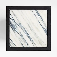Seriana Charcoal Oak Wood and Marble Square Pedestal End Table