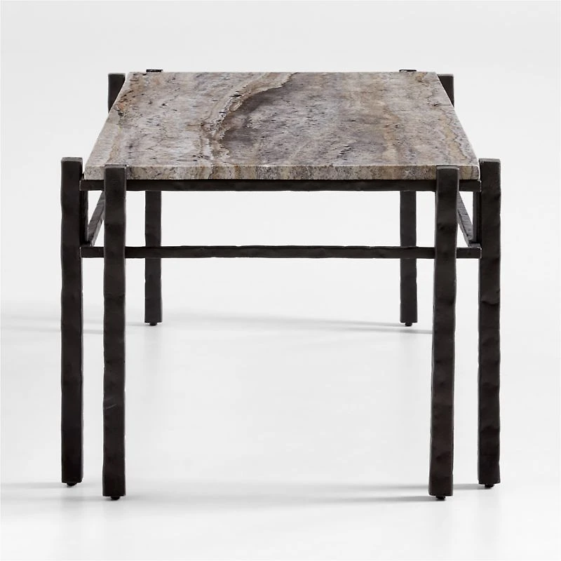 Serra Rectangular Silver Travertine Coffee Table