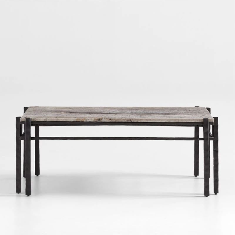Serra Rectangular Silver Travertine Coffee Table