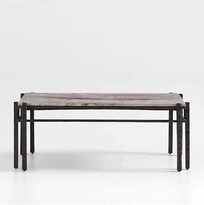 Serra Rectangular Silver Travertine Coffee Table