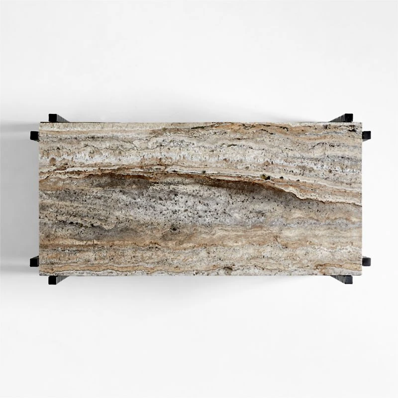 Serra Rectangular Silver Travertine Coffee Table