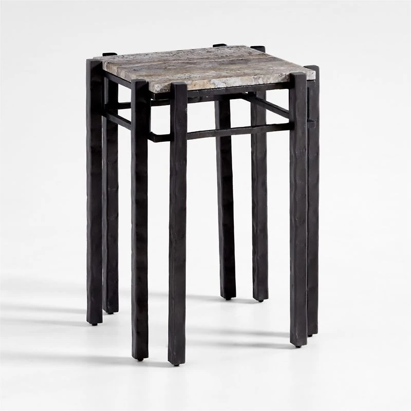 Serra Silver Travertine End Table