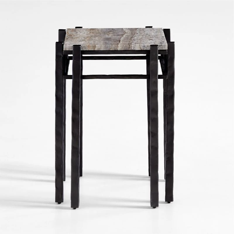 Serra Silver Travertine End Table