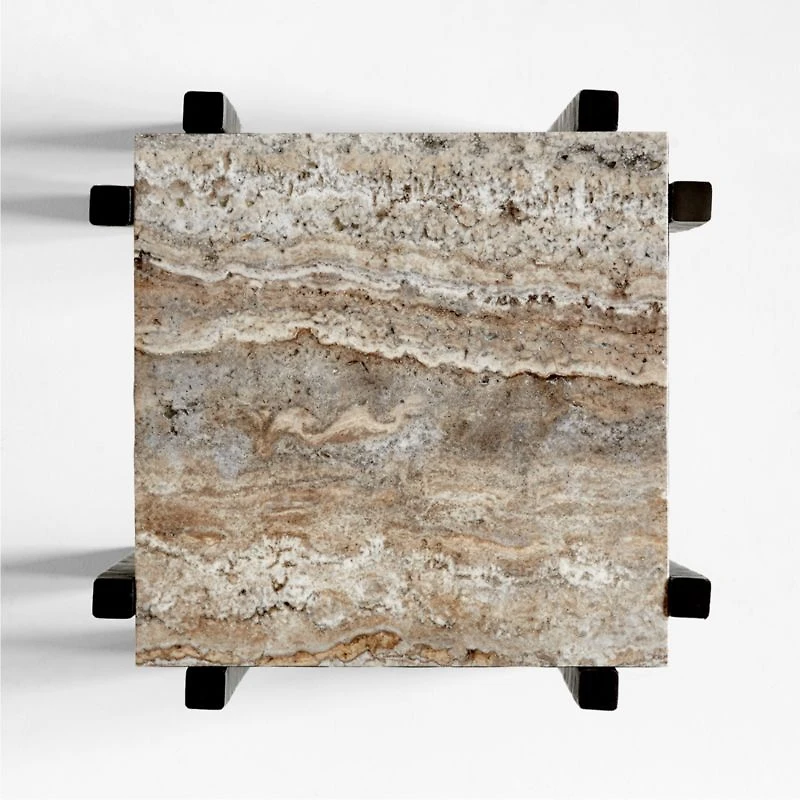 Serra Silver Travertine End Table