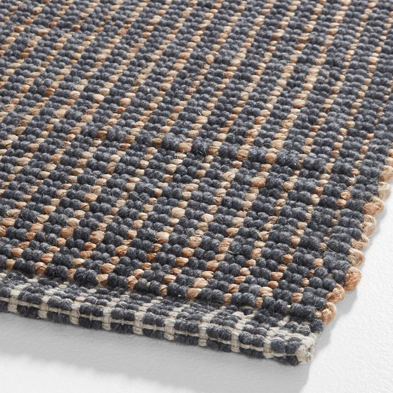 Seville Jute/Wool Blend Striped Black Area Rug 10'x14'