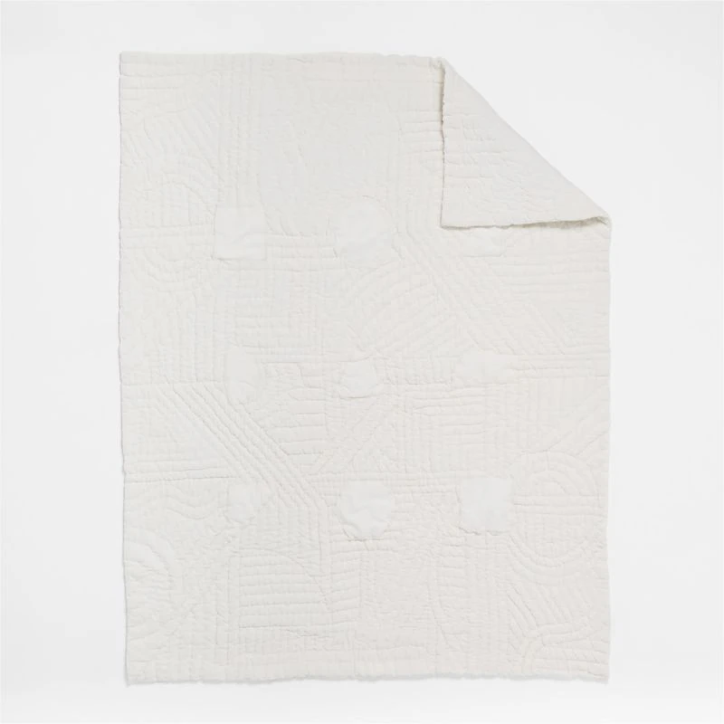 Shapes Hand-Quilted Organic Cotton Baby Crib Quilt by Leanne Ford