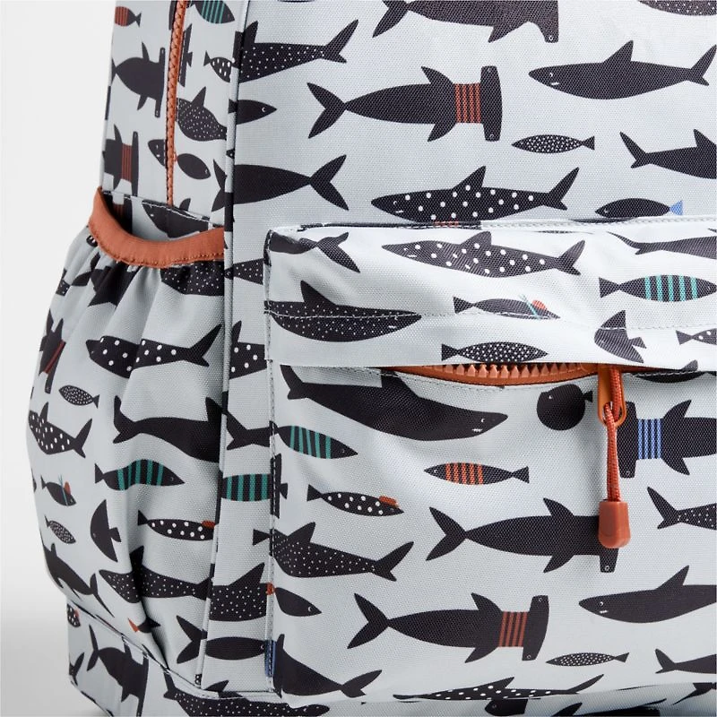Dreamer Shark School Large Kids Backpack with Side Pockets