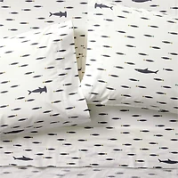 Stay Cool Shark School Organic Cotton Percale Kids Twin Sheet Set