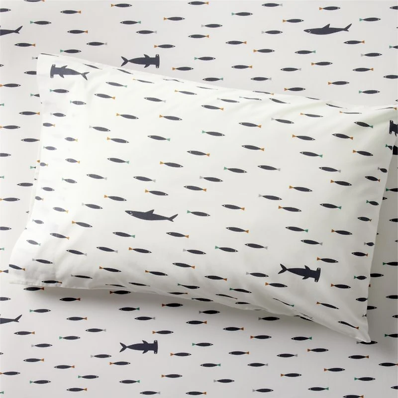 Stay Cool Shark School Organic Cotton Percale Kids Pillowcase