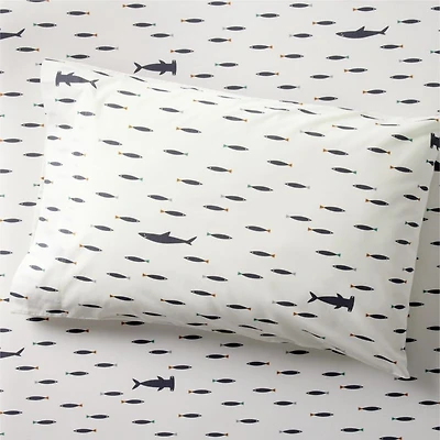 Stay Cool Shark School Organic Cotton Percale Kids Pillowcase