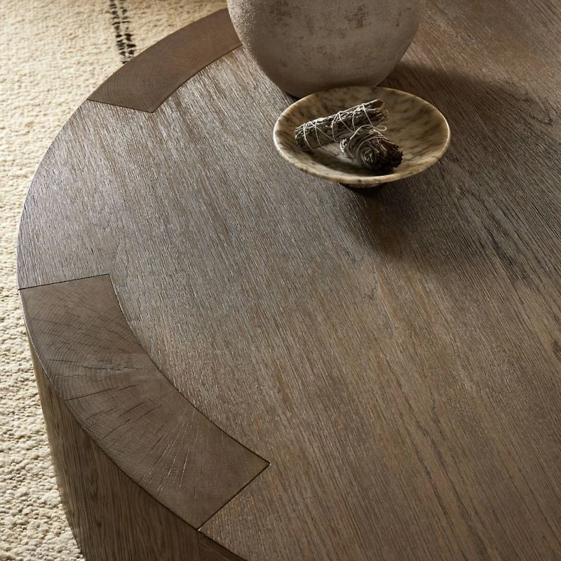 Sheffield Brown Wood 60" Round Coffee Table