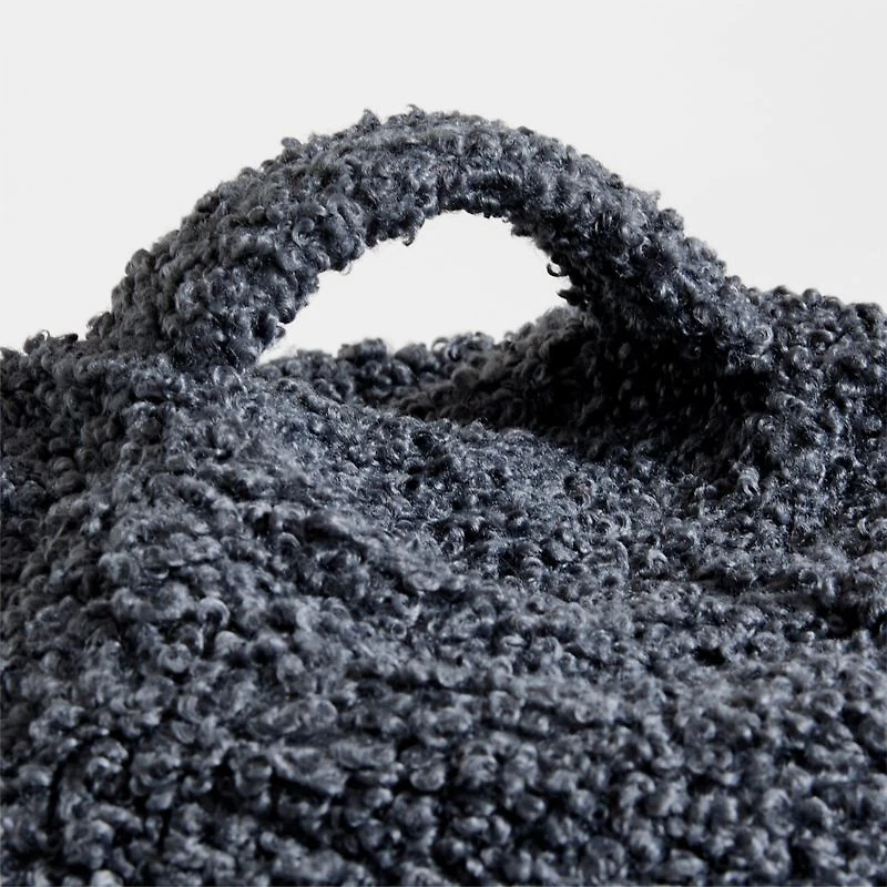 30-Inch Grey Sherpa Lounge Bean Bag Chair Cover