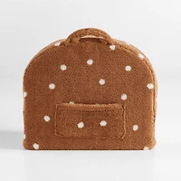 Small Caramel Sherpa Polka Dot Kids Lounge Nod Chair Cover
