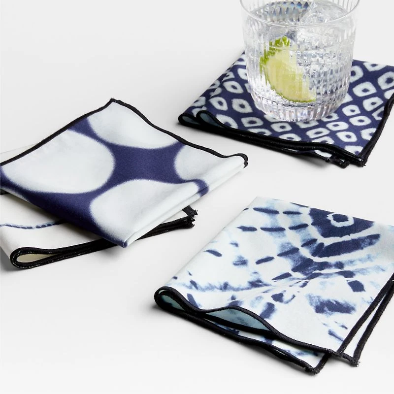 Blue Shibori Cocktail Napkins, Set of 4