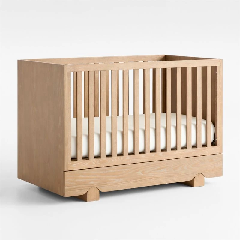 Shiloh Hazelnut Brown Wood Convertible Baby Crib with Storage