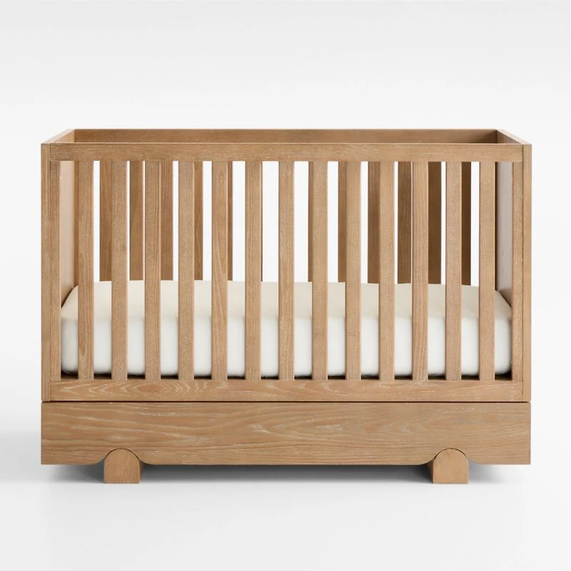 Shiloh Hazelnut Brown Wood Convertible Baby Crib with Storage