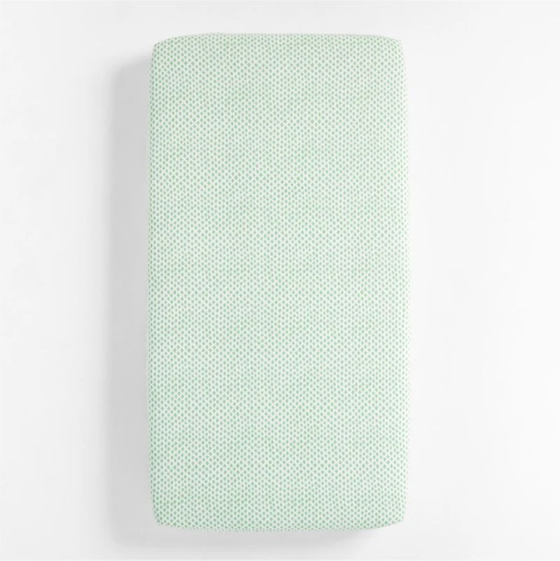 Shome Organic Patterned Green Baby Crib Fitted Sheet by John Robshaw