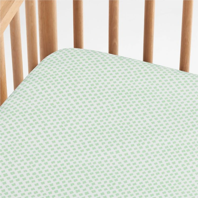 Shome Organic Patterned Green Baby Crib Fitted Sheet by John Robshaw